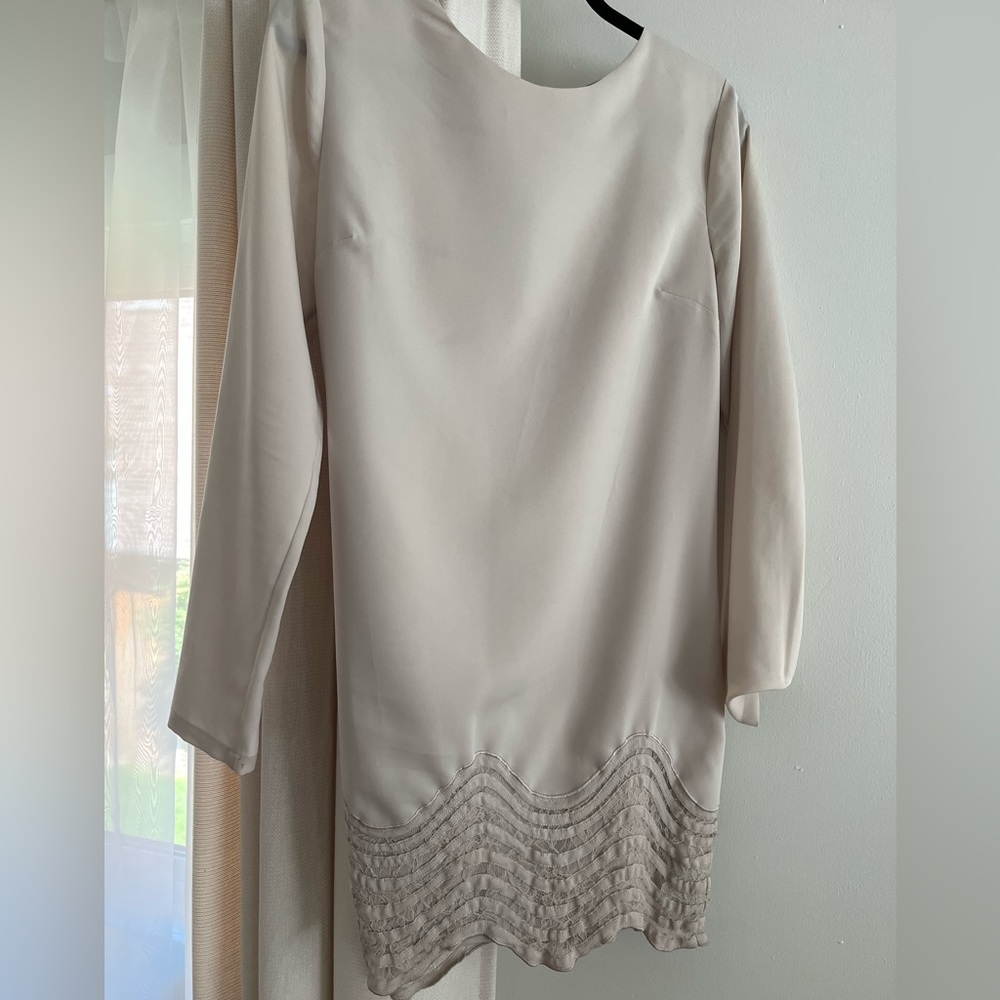Short, Long-sleeved Beige Dress - absolutely stunning.
